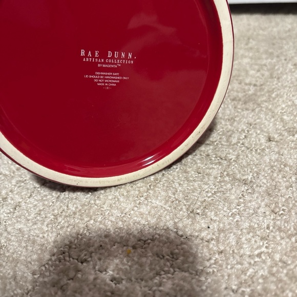 RAE DUNN Christmas Cookie Jar HO HO HO Ceramic Lid Canister Red Holiday 8”H - Picture 3 of 3